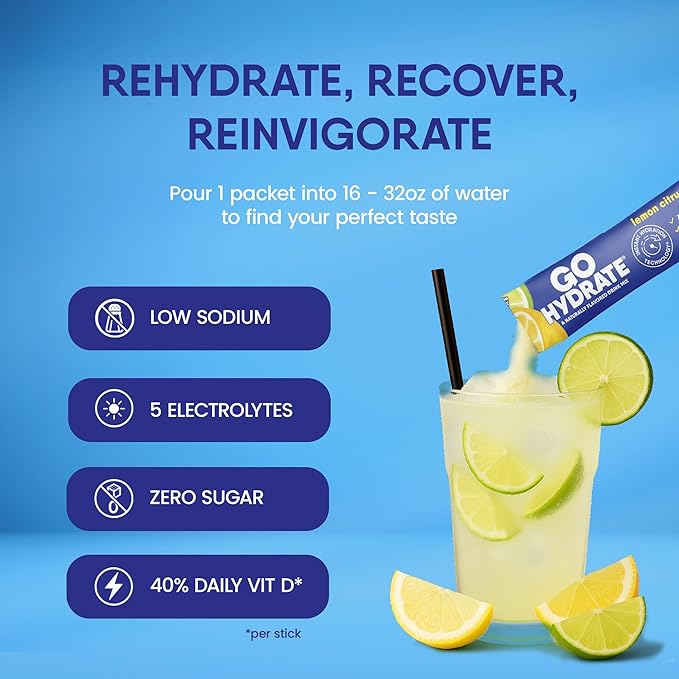 GoHydrate Low Sodium Electrolytes Powder Packets Sugar Free - Image 3