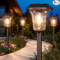 XMCOSY+ Solar Lights Outdoor Waterproof, 6 Pack Metal Glass Solar Pathway Lights by XMcosy