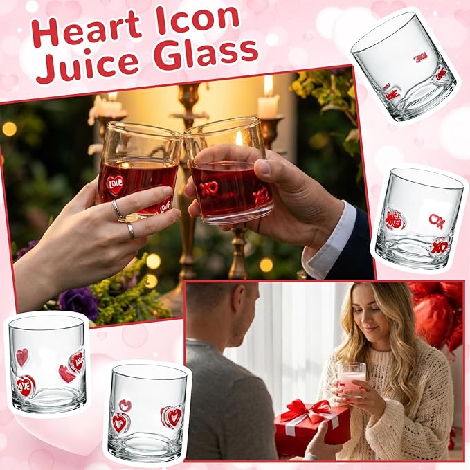 Skylety 8 Pcs Valentines Day Icons Juice Glasses Heart Love Drinking Cups Old - Image 4