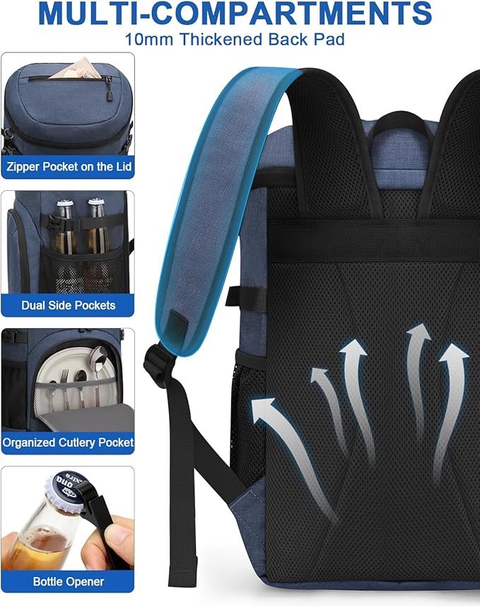 Pritent Cooler Backpack for Men Women Insulated Waterproof Backpack Cooler Leak - Image 6