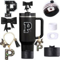 6pcs Black Stanley Cup Accessories Set, Bow Straw Topper by MOTEERLLU
