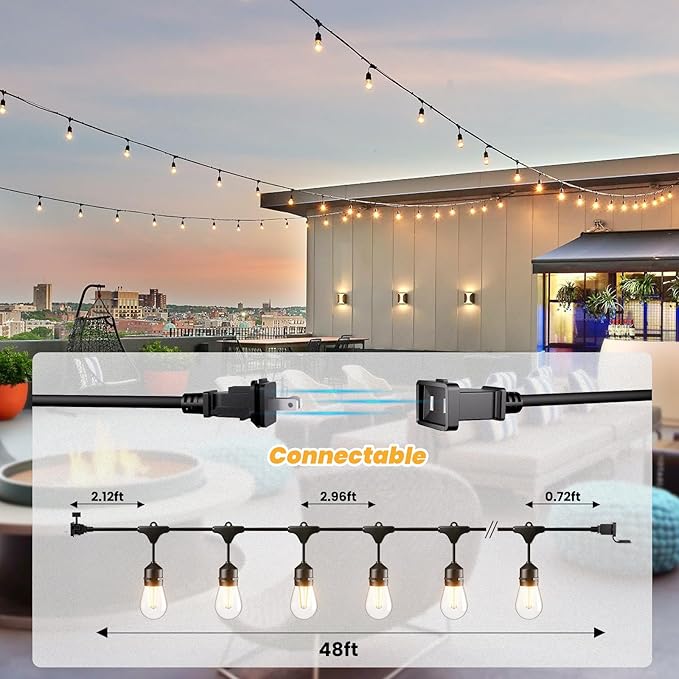 Svater 96 FT Outdoor String Lights 2W, Patio Light - Image 4