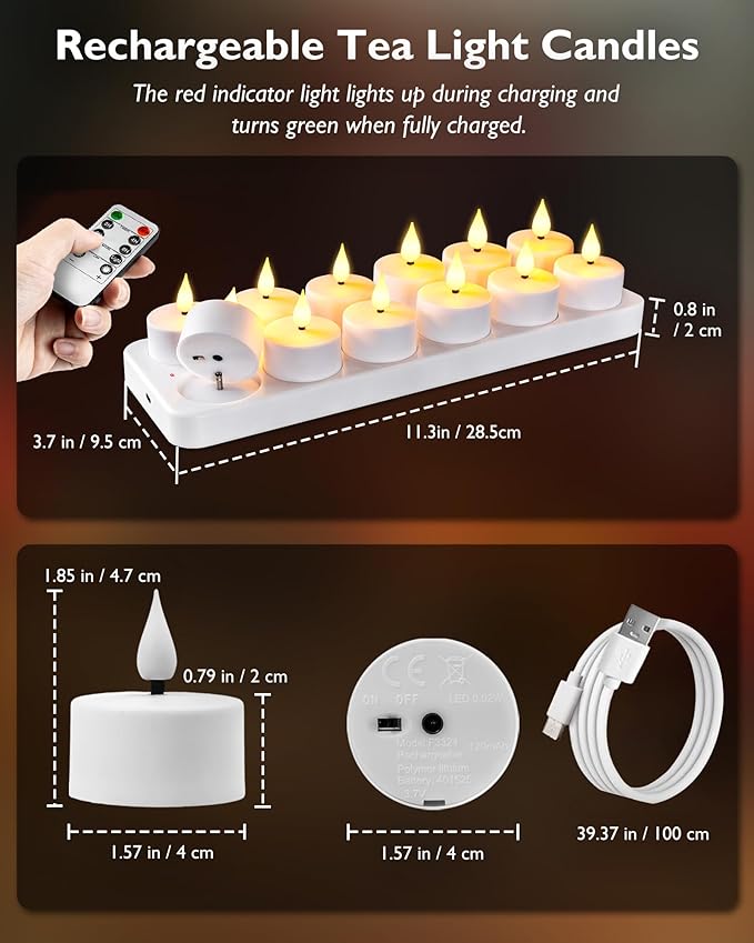 Homemory Rechargeable Tea Lights Flameless Candles - Image 6
