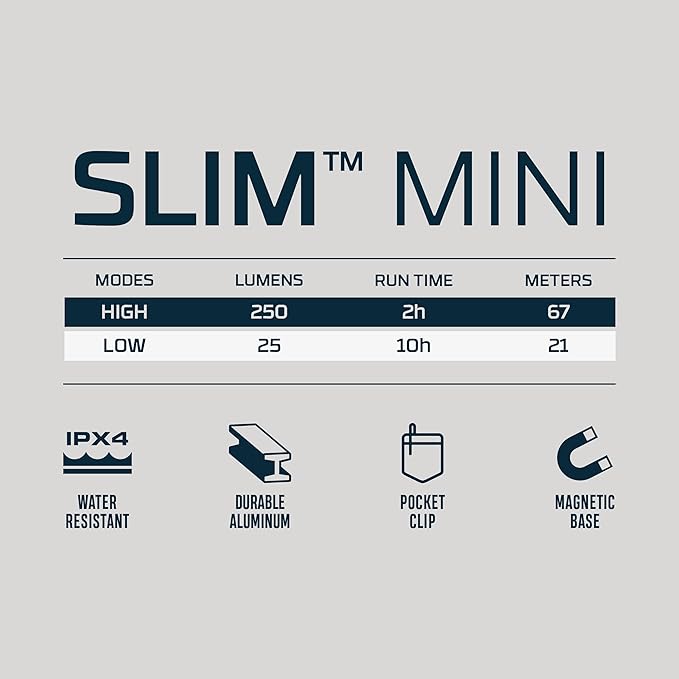 NEBO SLIM Mini Rechargeable Pocket Light | 250 Lumens, 2 Light Modes, Small - Image 8