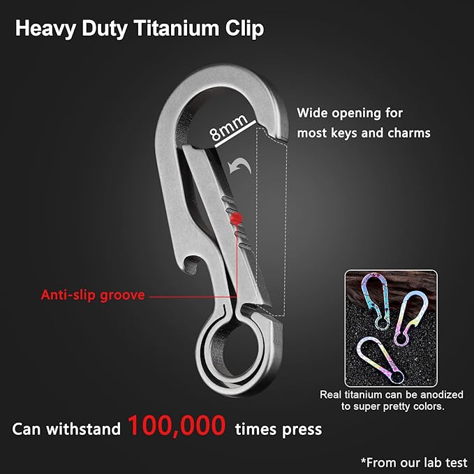 PJYTAC Key Chain Clip Titanium Carabiner Keychain Quick Release Carabiner - Image 7