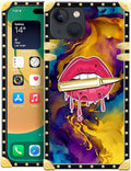 Compatible with iPhone 14 Case, Cool Corlorful Lip Marble Luxury Golden by Unknown