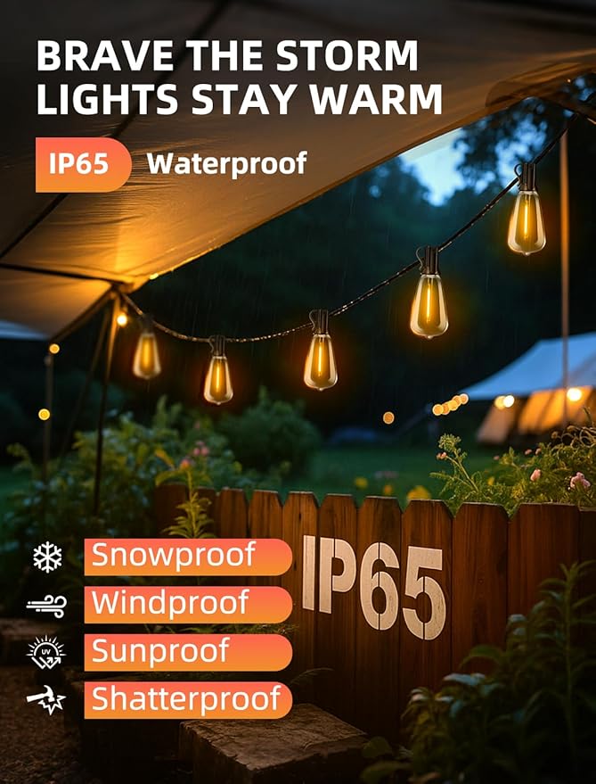 Outdoor Patio String Lights: 200Ft 60M Outside Waterproof Light - Image 4