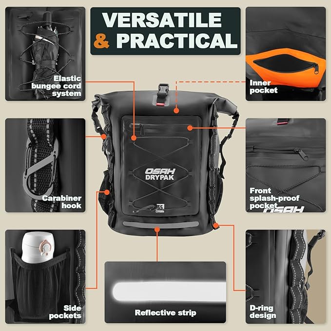 OSAH DRYPAK Waterproof Backpack Dry Bag 25L/35L/55L/85L – Heavy Duty Roll-Top - Image 3