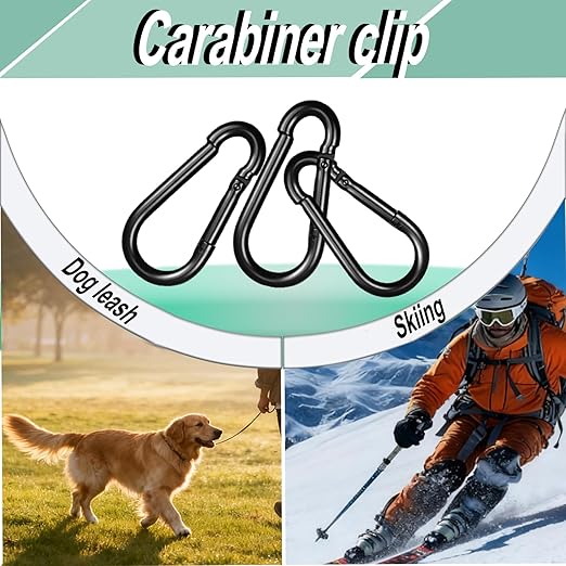 Black Carabiner, Heavy Duty Galvanized Steel Spring Snap Hook Carabiner Clips - Image 6