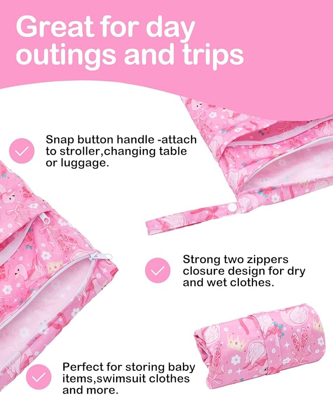 ALVABABY 3 pcs Cloth Diaper Wet Dry Bags Waterproof Reusable - Image 4