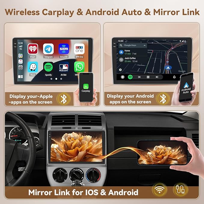 Android 15 Car Stereo for Jeep Compass Patriot 2006 2007 2008 2009, Hikity 10'' - Image 3