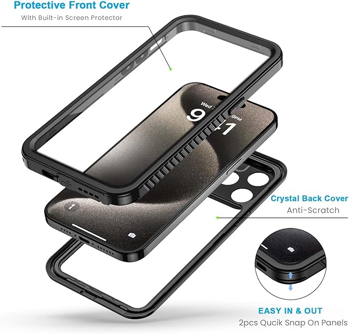 Lanhiem Magnetic for iPhone 15 Pro Max Case, Waterproof Shockproof Dustproof - Image 3