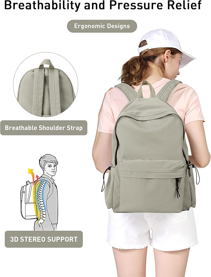 BJLFS Green School Backpack for Girls Water Resistant High School Book Bag - Image 3