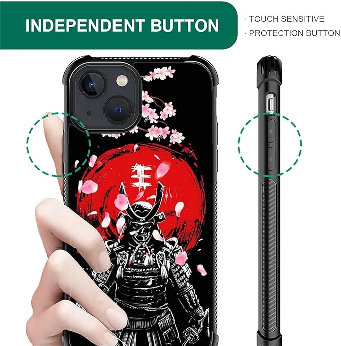 for iPhone 15 Case, Sakura Japanese Samurai Pattern Graphic Design Girl Boy - Image 2