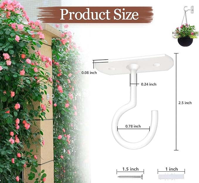 50Pack Ceiling Hooks Bulk for Hanging Plants, 2.5 inches White - Image 2
