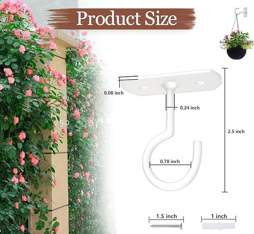 6Pack Ceiling Hooks Bulk 2.5in for Hanging Plants for Hanging Plants White - Image 2