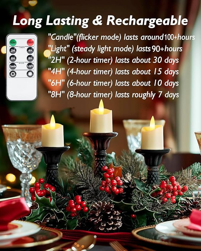 Homemory Rechargeable Flameless Candles, 2/4/6/8H Timer LED Votive Candles - Image 4