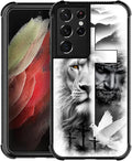 for Samsung Galaxy S21 Ultra Case, Lion Cross Jesus Christ Dove Pattern Graphic by FKBRCL4U