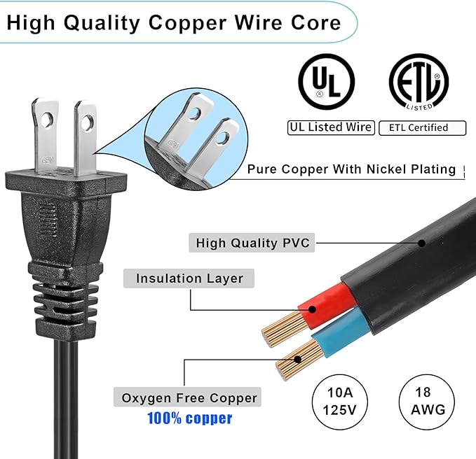3 Ft Extension Cord, US Male/Female Power Cable - Image 3