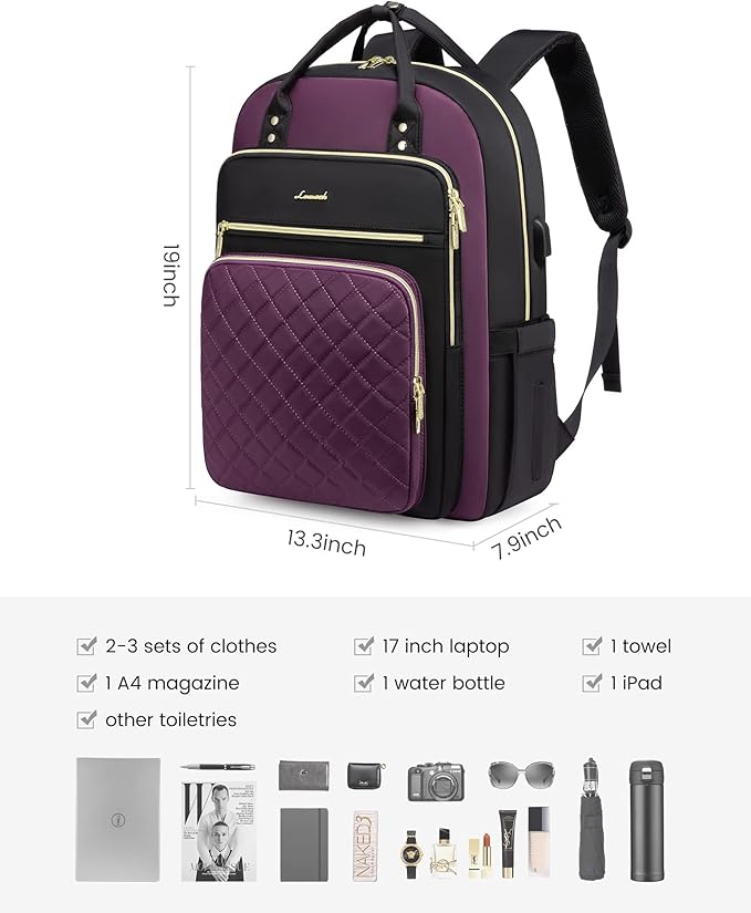 LOVEVOOK Laptop Backpack Purse for Women, Water Resistant Lightweight Daypacks - Image 2