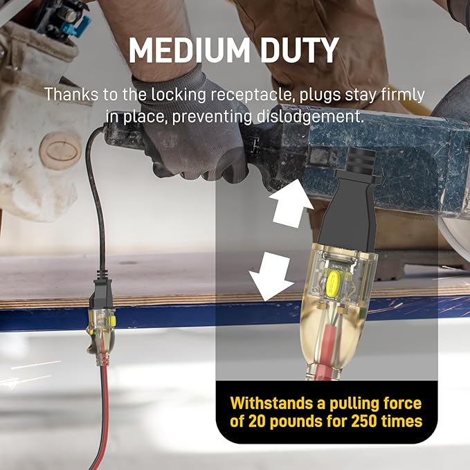 25FT 14/3 Gauge Medium Duty Outdoor Extension Cord Waterproof - Image 3