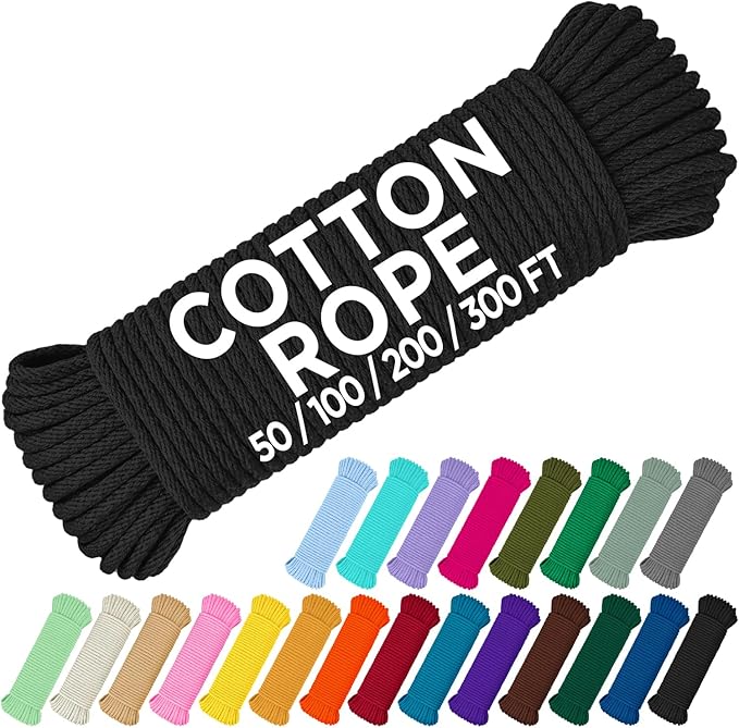 TECEUM 500lb Cotton Rope 3/16” – 50 FT | 100 FT – Strong All-Purpose Braided by TECEUM