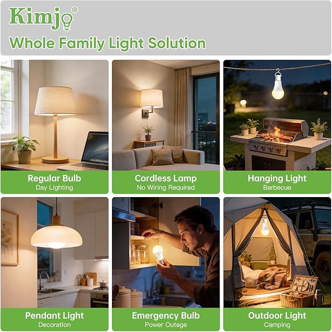 Kimjo 6 Pack Rechargeable Light Bulbs - Image 8