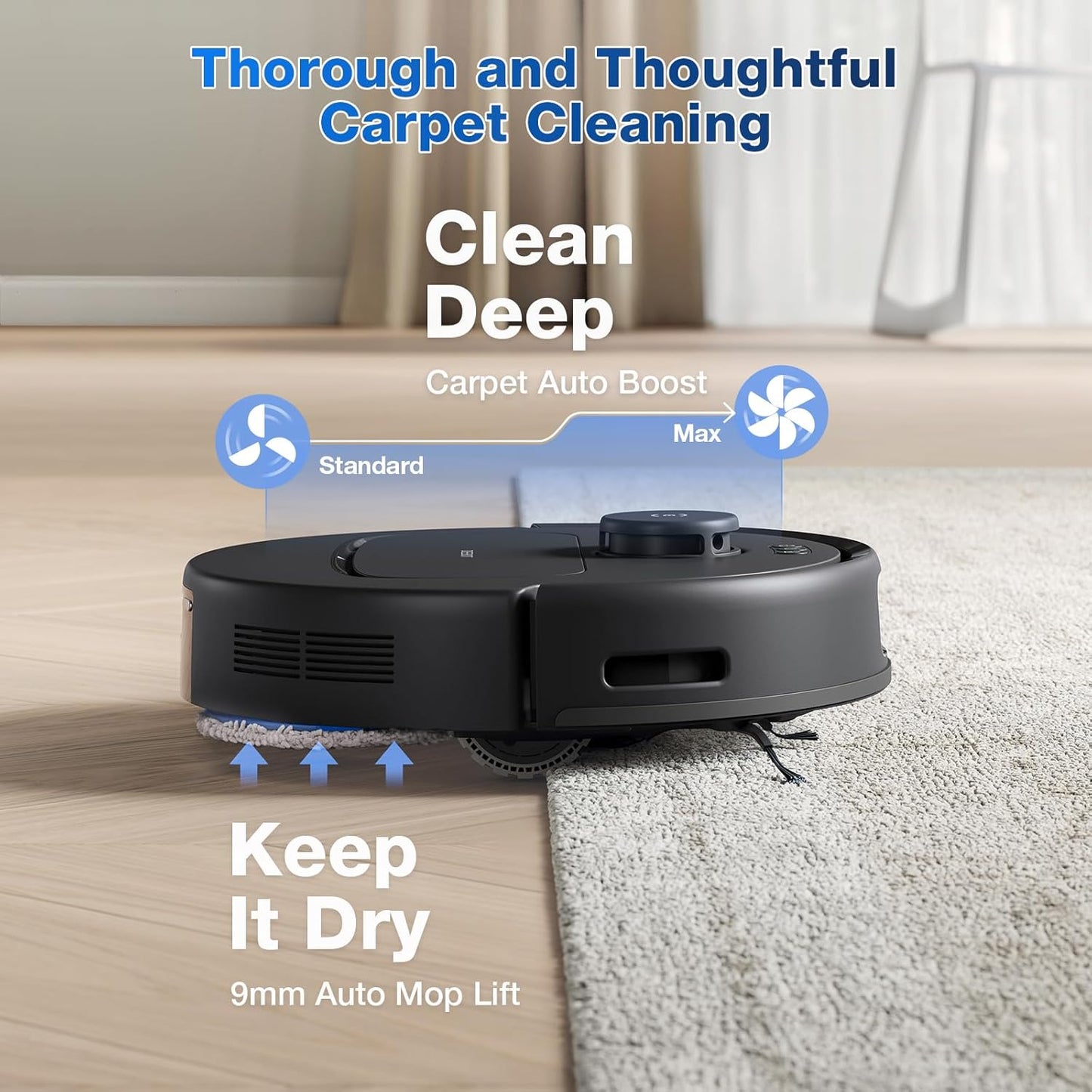 ECOVACS DEEBOT N30 PRO OMNI Robot Vacuum and Mop, 10000Pa Suction, TruEdge Adaptive Edge Mopping, ZeroTangle 2.0 Technology,140℉ Hot Water Mop Washing, Hot Air-Drying, Self-Emptying, Auto-lift Mopping