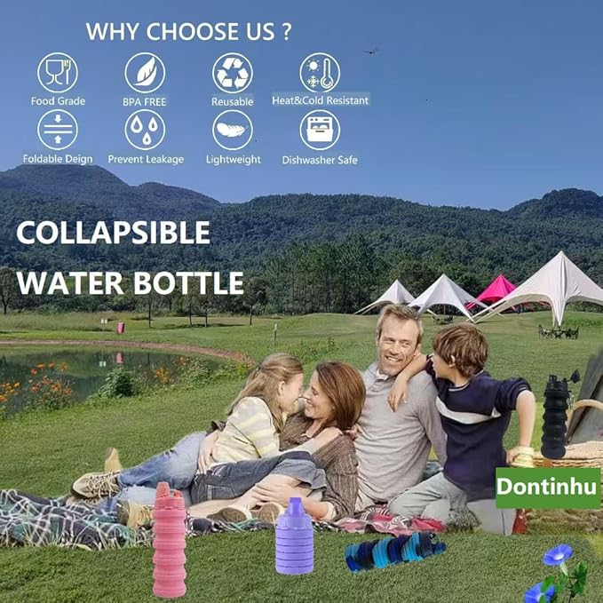 Collapsible Water Bottles 3 PackTravel water bottle Sports Portable Water - Image 6