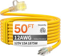 12 Gauge 50 FT Heavy Duty Outdoor Extension Cord Waterproof by Deeklify