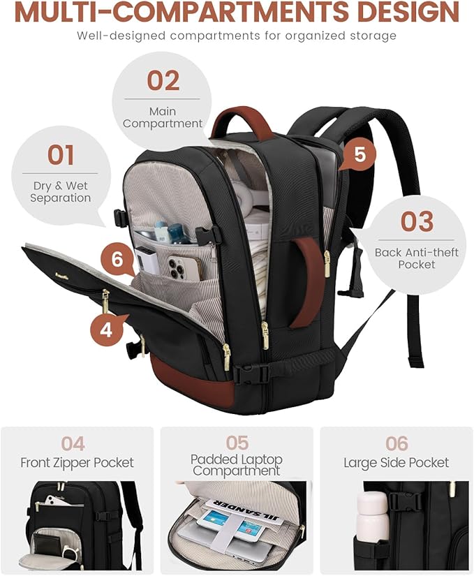LOVEVOOK Travel Backpack For Women Flight Approved, 50L Large Carry On Backpack - Image 3