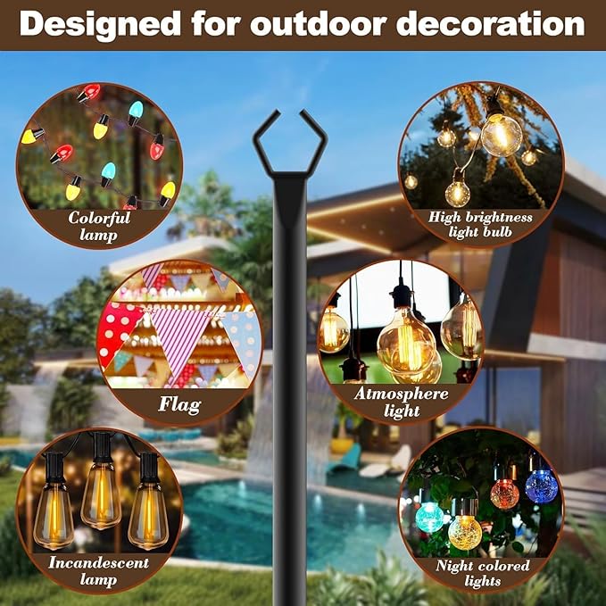 AILBTON 10Ft String Light Poles 4 Pack, Light Poles - Image 3