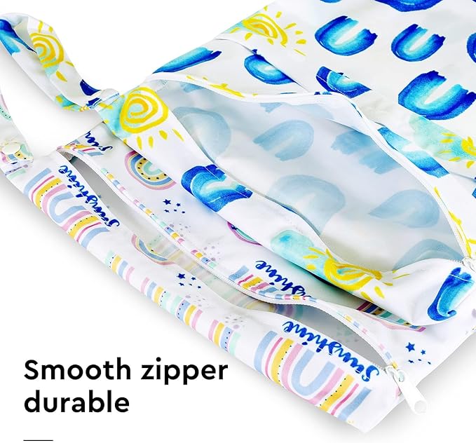 2pcs Waterproof Wet Bags with Two Zippered Pockets, Reusable - Image 3