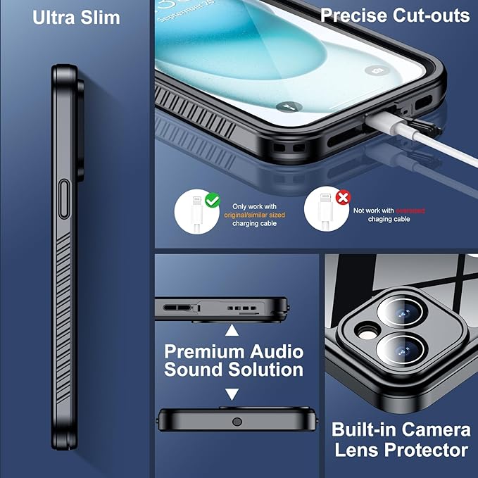 SPIDERCASE for iPhone 15 Case Waterproof, Built-in Lens & Screen Protector - Image 6