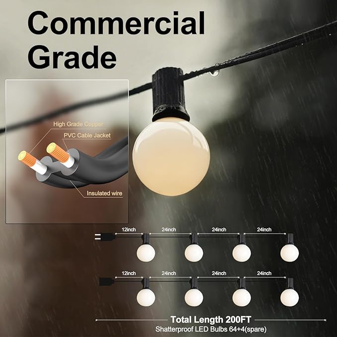 Lightdot 200FT Outdoor String Lights, LED Bistro String Lights - Image 8