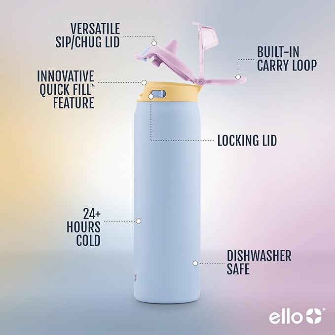 Ello Pop & Fill 22oz Stainless Steel Water Bottle - Image 3