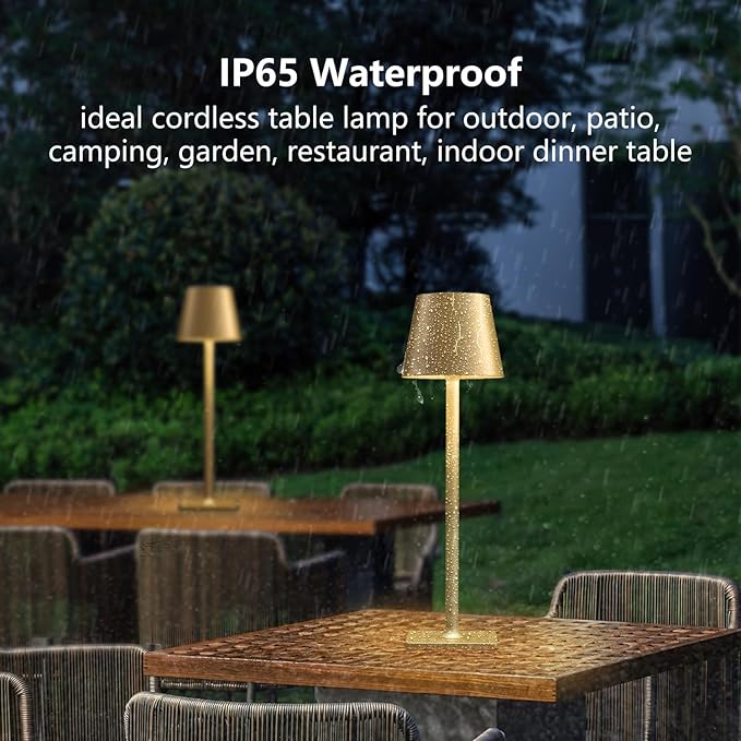 4 Pack Gold Cordless Table Lamps - Image 6
