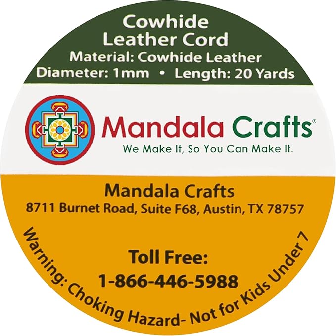 Mandala Crafts Round Cowhide Genuine Brown Leather Cord - Image 4