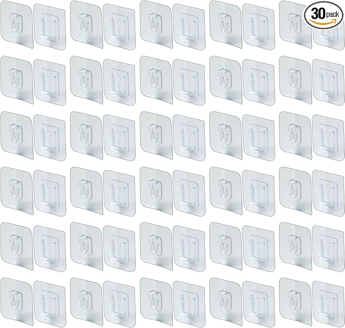 IFAMIO 30 Pack Double Sided Adhesive Wall Hooks Self-Adhesive Nail Free No by IFAMIO
