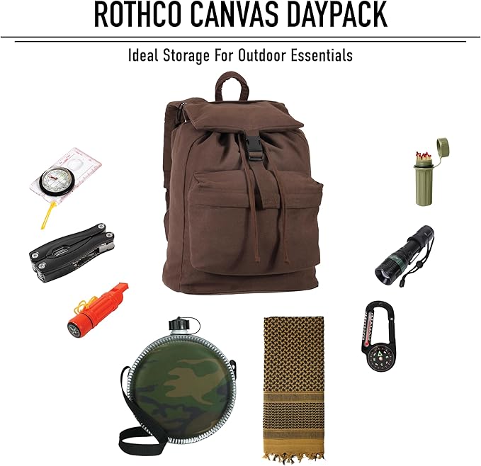 Rothco Canvas Daypack – Heavy-Duty Cotton Canvas Backpack - Image 4