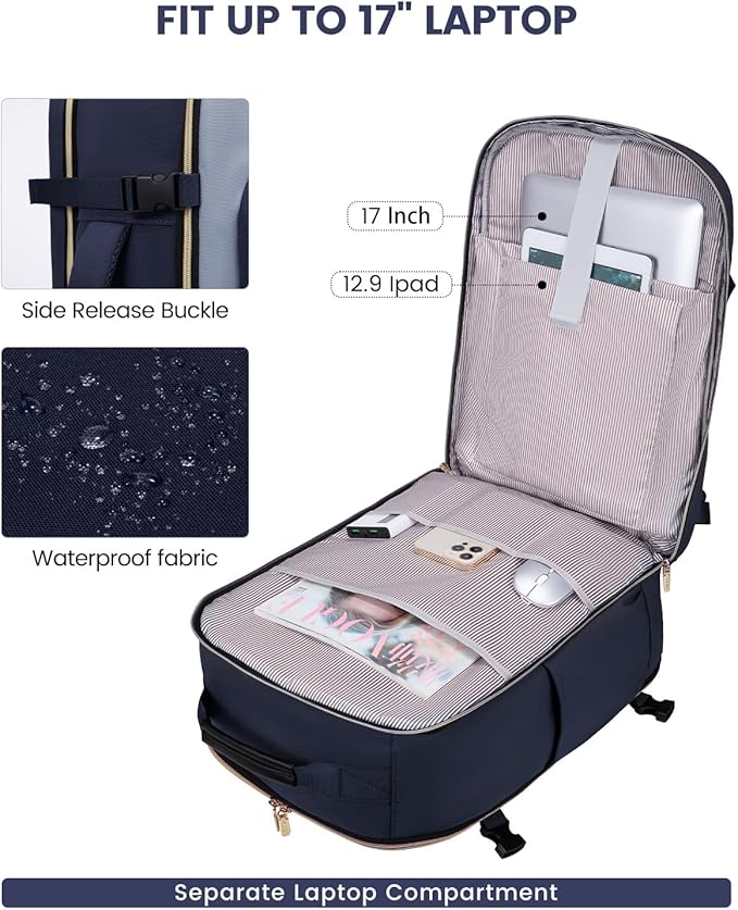 LOVEVOOK 50L Travel Backpack for Women & Men, Airline Approved Carry On Luggage - Image 9