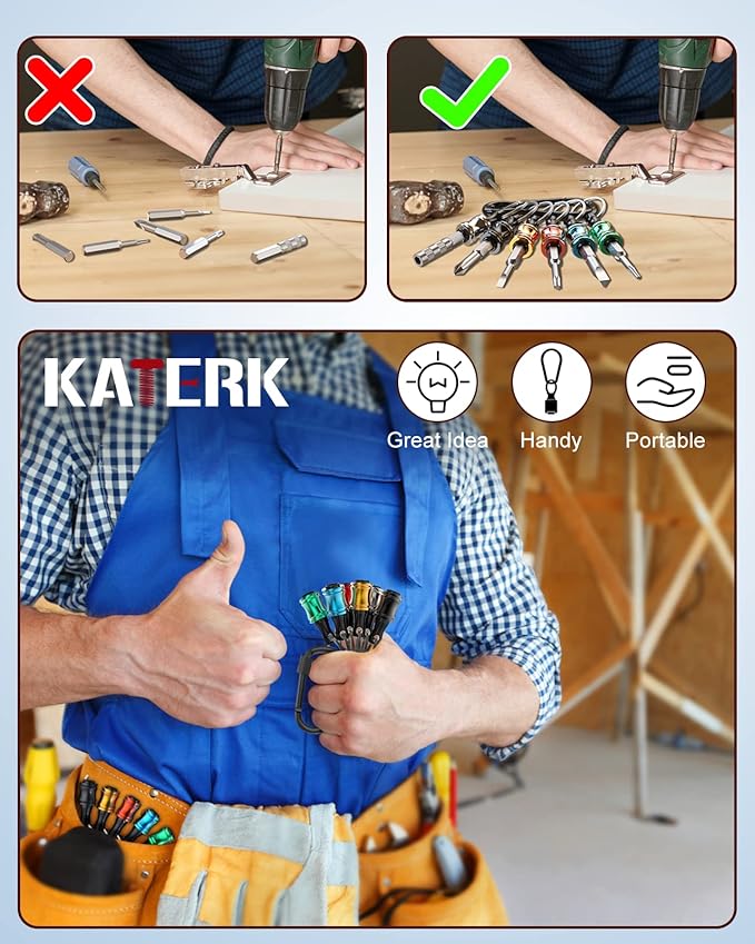 Katerk 6pcs 1/4 inch Hex Shank Aluminum Alloy Screwdriver Bits Holder 2 Sets - Image 3
