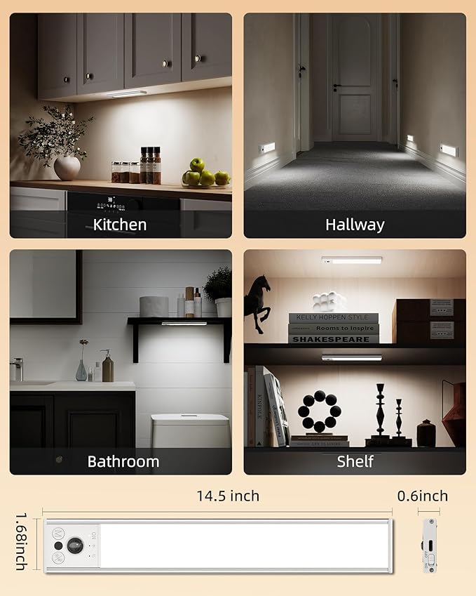 EZVALO 14.5inch Under Cabinet Lighting, LED Motion Sensor Light Indoor - Image 7