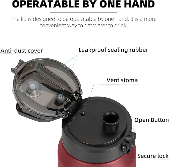 Fanhaw 24 oz Insulated Stainless Steel Water Bottle - Image 2