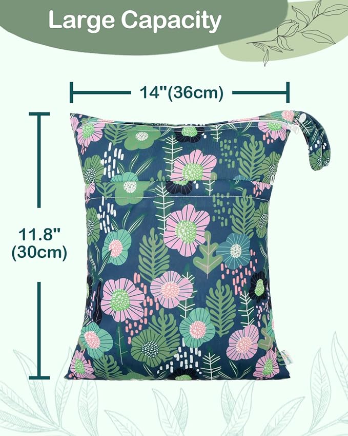 babygoal Floral Wet Dry Bags 3 Pack, Waterproof Travel Bags - Image 4