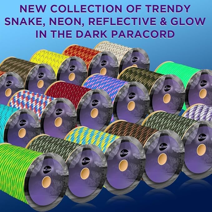 TECEUM Reflective Paracord Rope 1000 – 1000ft/200ft/100ft/50ft – 40+ Colors – - Image 5