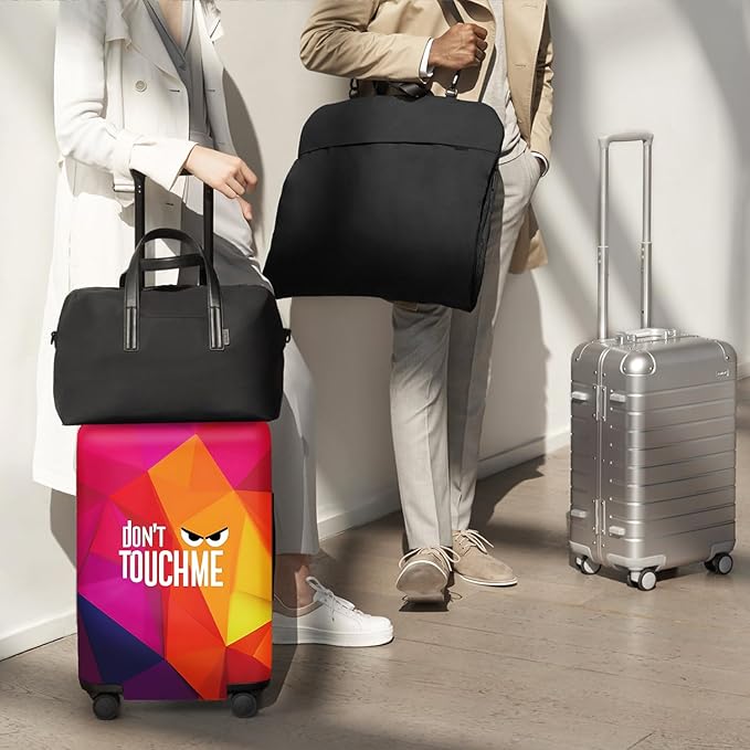 Don't Touch Me Funny Travel Luggage Cover-Neon Geometric Stretchable Airplane - Image 8