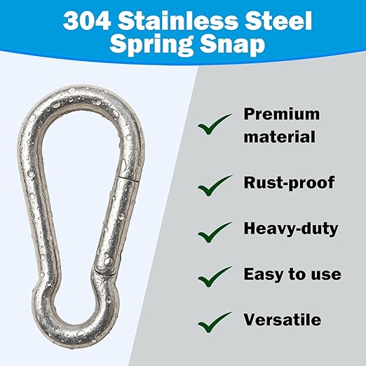 304 Stainless Steel Carabiners -2.36 inch Heavy Duty, Durable & Rust-Free Clips - Image 2