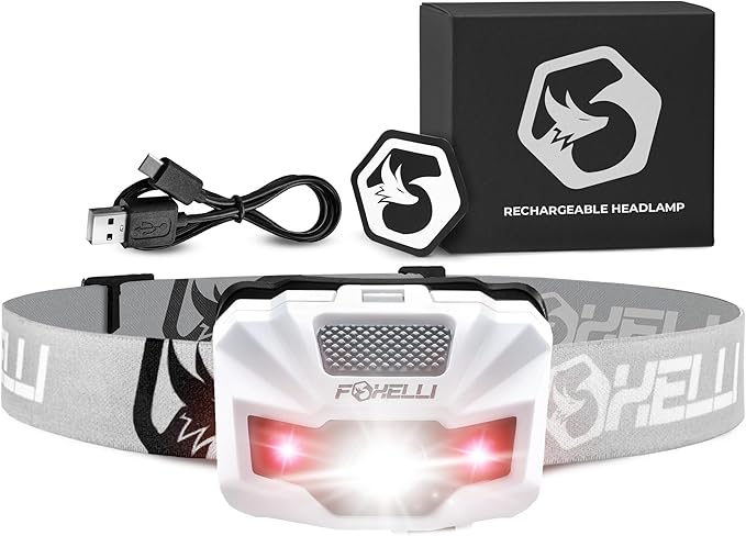 Foxelli USB‑C Rechargeable LED Headlamp – Ultra‑Light 2.4 oz & by FOXELLI