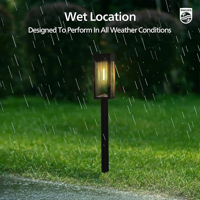 Philips 2 Packs Solar Pathway Lights Outdoor, Glass Metal Led Garden Landscape - Image 8